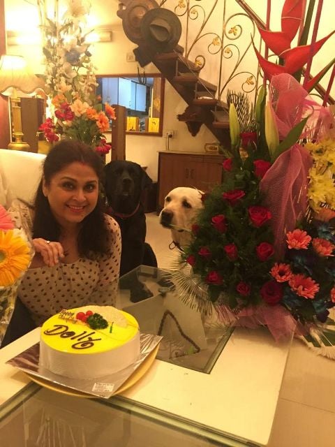 Dolly Minhas and her pet dogs