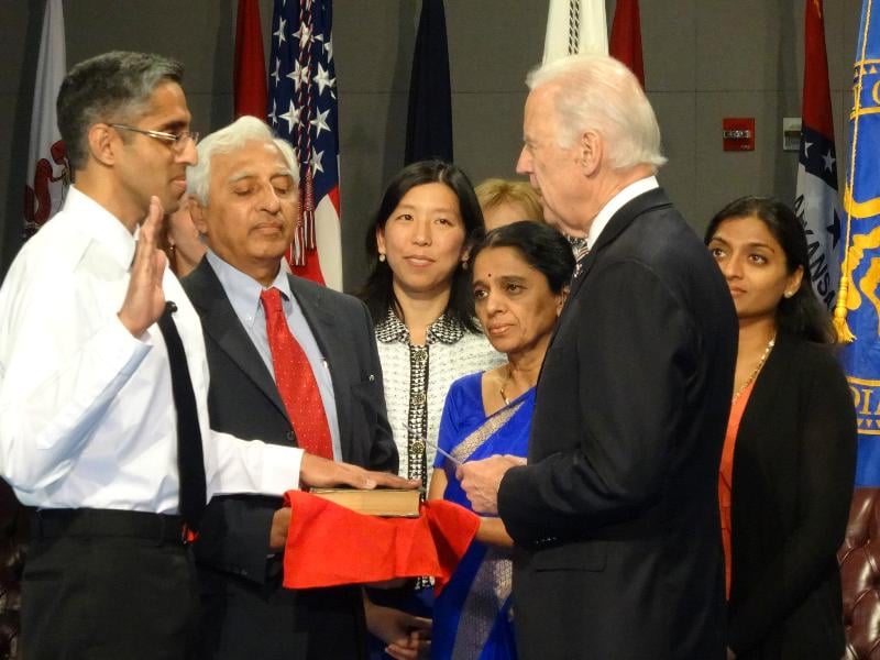 Dr Vivek H Murthy swearing in as the 19th Surgeon General of the USA