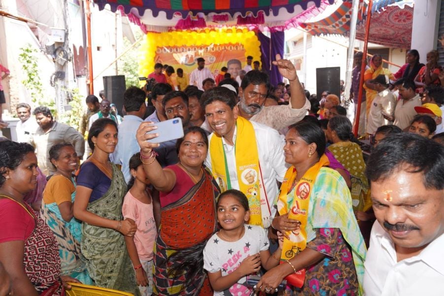 Dr. Chandra Sekhar Pemmasani during his election campaign