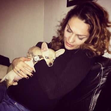 Drenusha Latifi with her pet dog