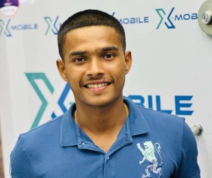 Dunith Wellalage during a list A match