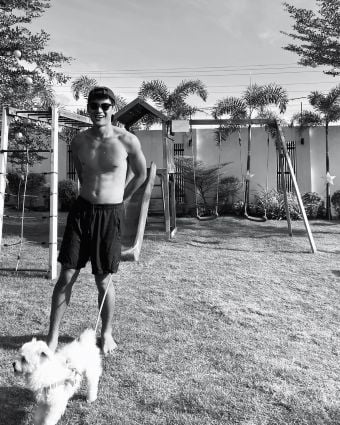 Dustin Yu with his pet