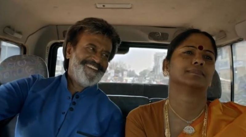 Easwari Rao, along with Rajinikanth, in a still from the film 
