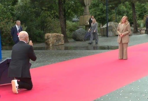 Edi Rama while welcoming Italian Prime Minister Giorgia Meloni