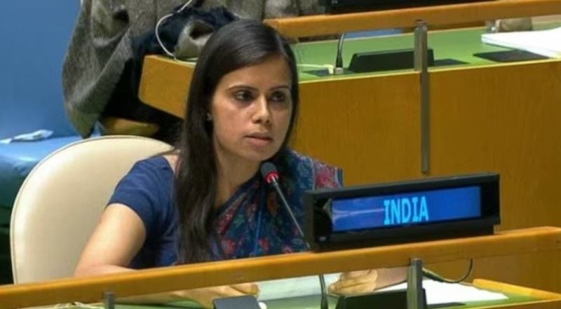 Eenam Gambhir during UN General Assembly session