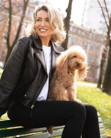 Elena Barolo with her pet dog, Whisky Barolo