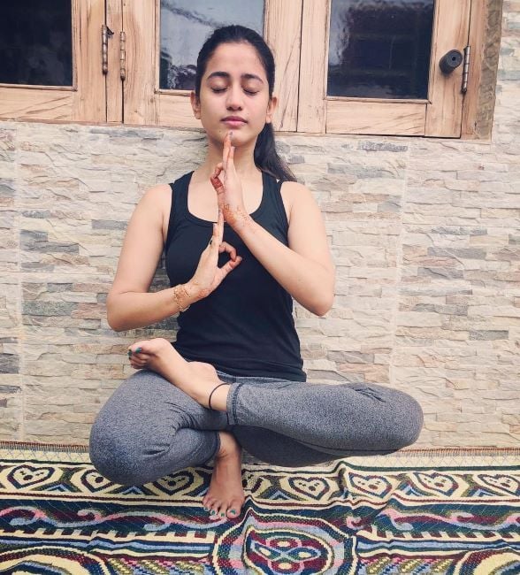 Elina Samantaray practicing yoga