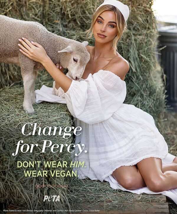 Elizabeth Turner doing a campaign with Peta to promote Veganism