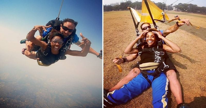 Elle Young while skydiving