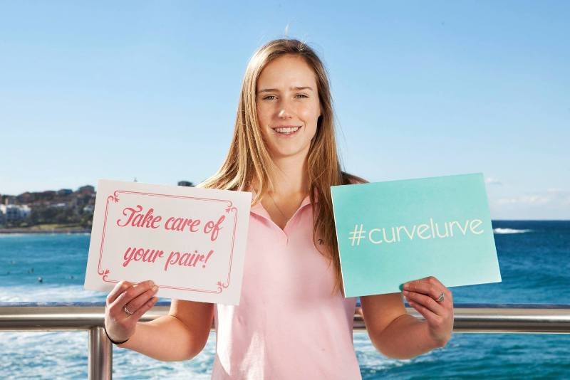 Ellyse Perry during a Breast Cancer Awareness campaign at the McGrath Foundation