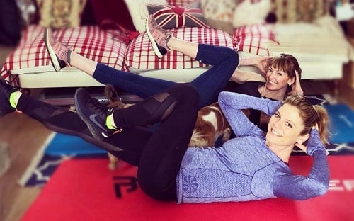 Emilia Fox doing her workout session