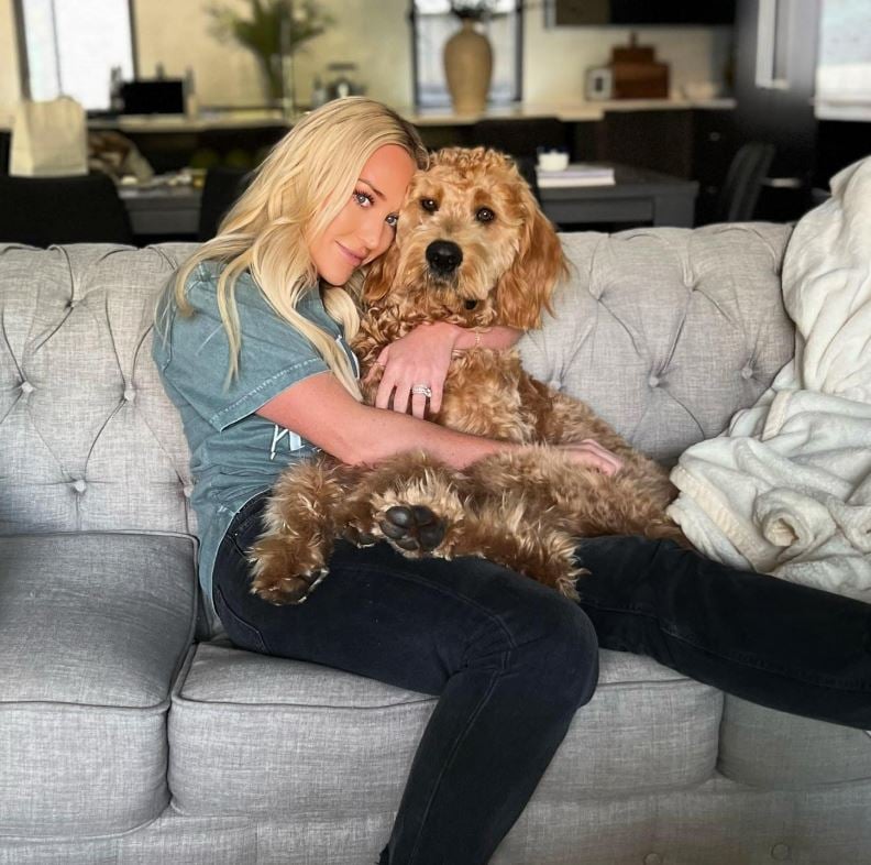 Emily Mayfield with her pet dog