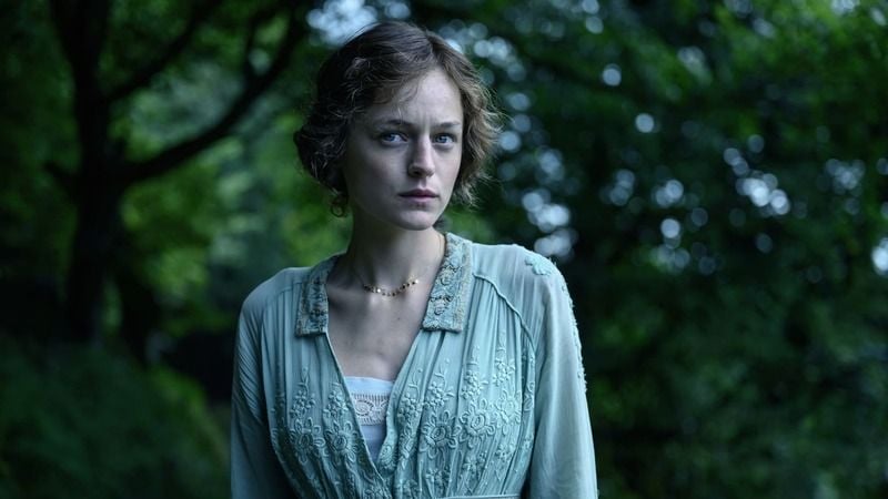 Emma Corrin in a still from the English historical romantic drama film titled 