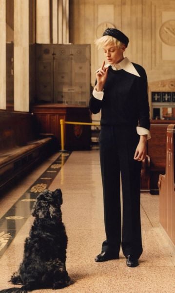 Emma Corrin with her pet dog