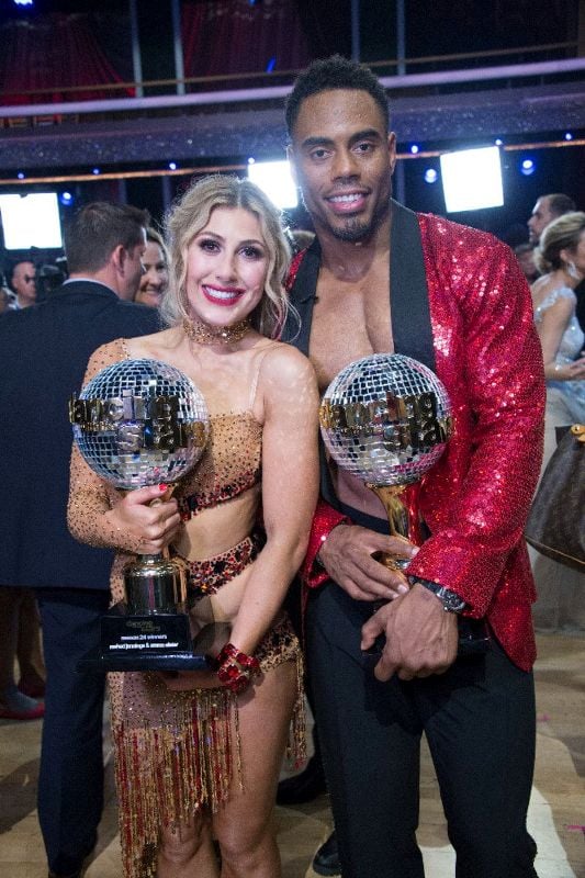 Emma Slater and Rashad Jennings after winning the show 