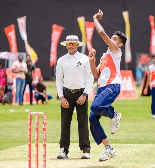Eshan Malinga during the Airtel Fastest pace bowling program
