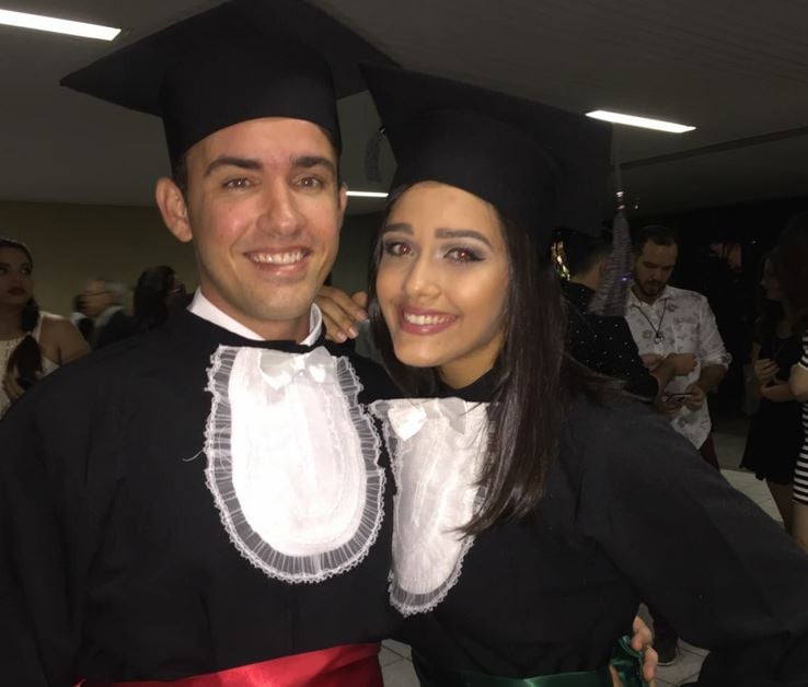 Eva Pacheco with her brother at her college convocation