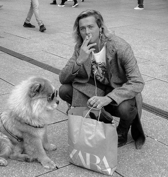 Ezequiel Ois with his pet dog