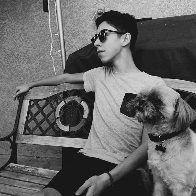 Fabrizio Guido with his pet dog