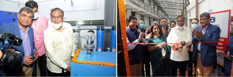 Faggan Singh Kulaste while inaugurating an oxygen plant at the Tirath Ram Shah Hospital in New Delhi