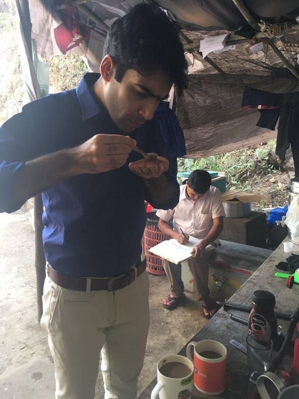 Faisal Rashid while making tea on the set of a show