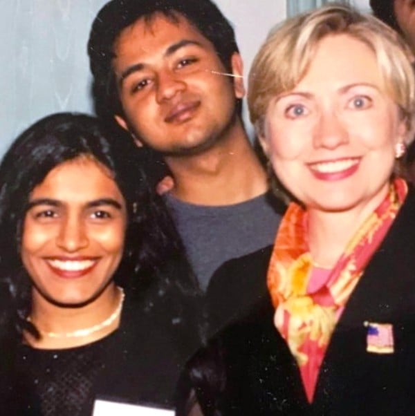 Falu with Hillary Clinton after her performance for the First Lady