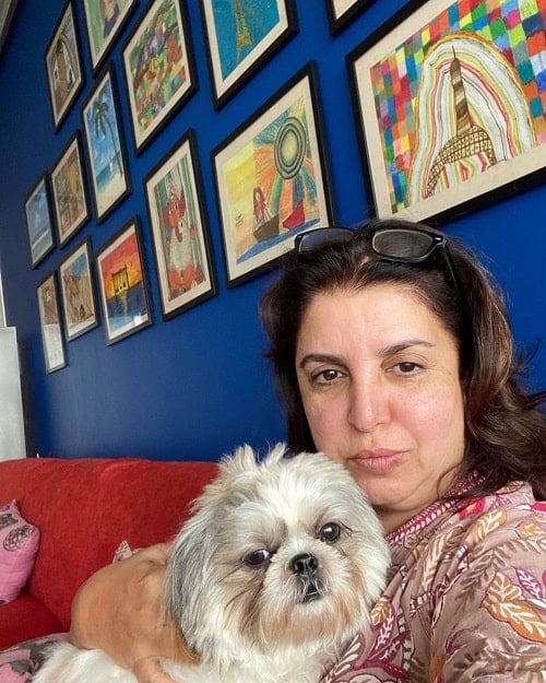Farah Khan with her pet dog