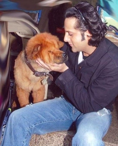 Fardeen Khan with his pet dog