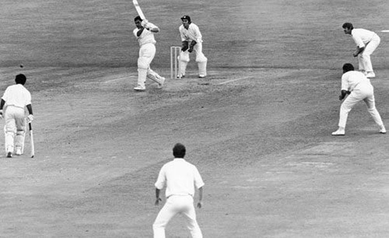 Farokh Engineer playing a shot at Oval in 1971