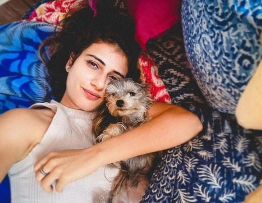 Fatima Sana Shaikh with her pet dog