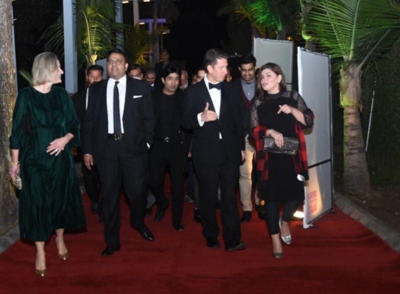 Fawad Chaudhry (second from left) with foreign dignitaries