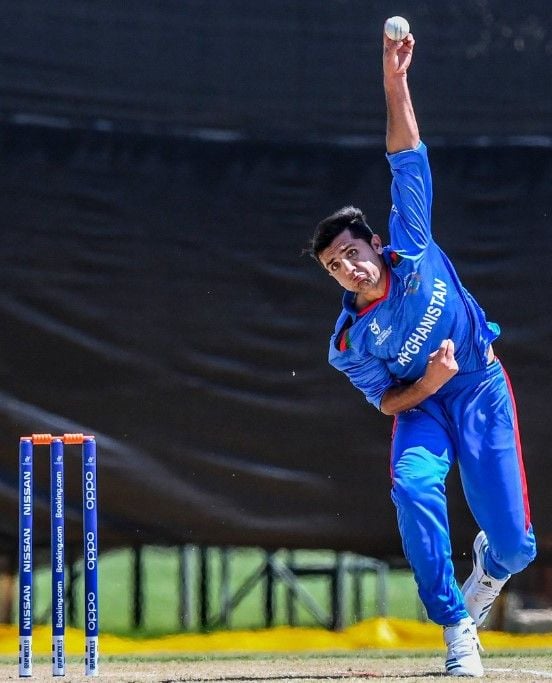 Fazalhaq Farooqi during the 2020 Under-19 World Cup