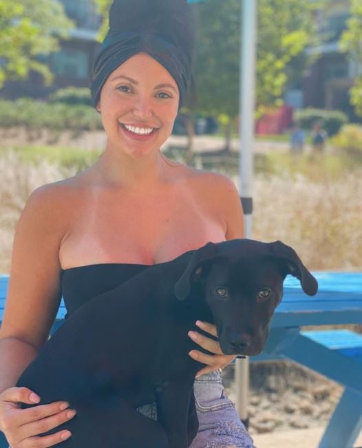 Felicia Combs with a dog