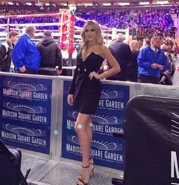 Fernanda Gómez at Madison Square Garden, cheering for Canelo Alvarez