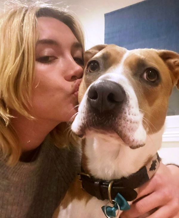 Florence Pugh with her pet, Billie