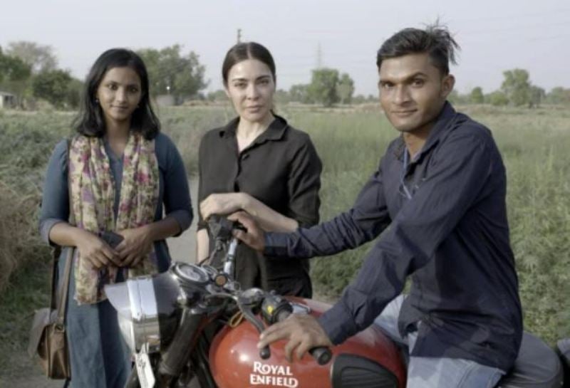 From left - Nidhi Suresh, Ramita Navai, and Neeraj Kumar, cousin of the (deceased) victim of 