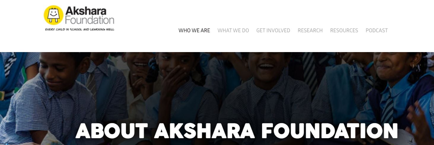 Front page of the website of Akarsha Foundation