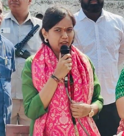 G. Lasya Nanditha during a political rally in 2015