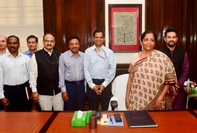 GC Murmu (extreme left) with Nirmala Sitharaman and her finance team