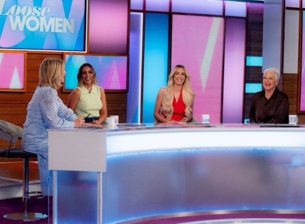 GK Barry (in red dress) in a still from the television reality show Loose Women