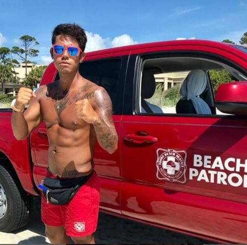 Gabriel Yoshimoto when he was a lifeguard in the US