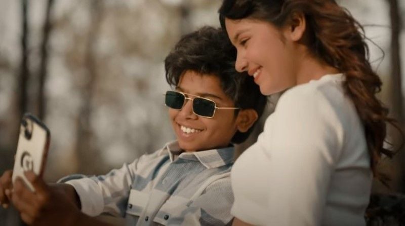 Gagan Likhari (left) in a still from the music video 