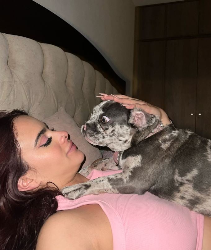 Gala Montes with her pet dog