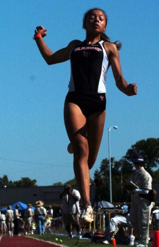 Galina Becker competing during a long jump competition