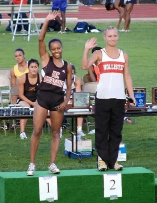 Galina Becker (left) during a sports competition