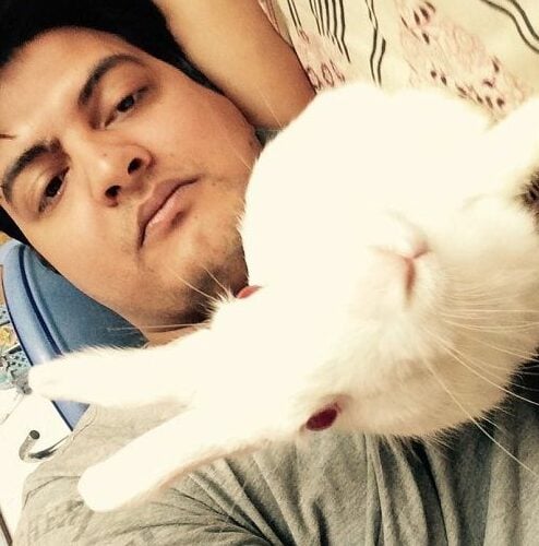 Gaurav Dubey with his pet rabbit