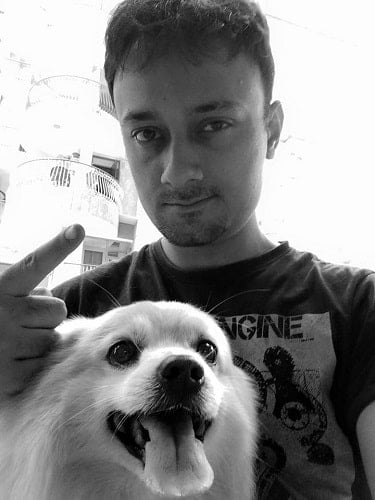 Gaurav Tiwari with his pet dog