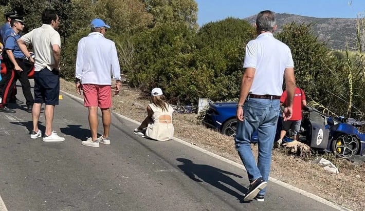 Gayatri Joshi and her husband, Vikas Oberoi (in blue shorts), at the crash site