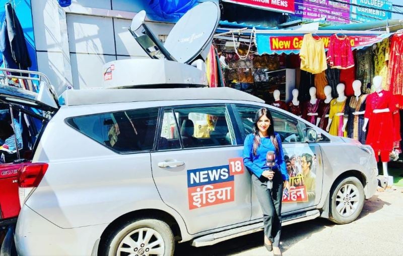 Gayatri Sharma as an anchor for News18 India
