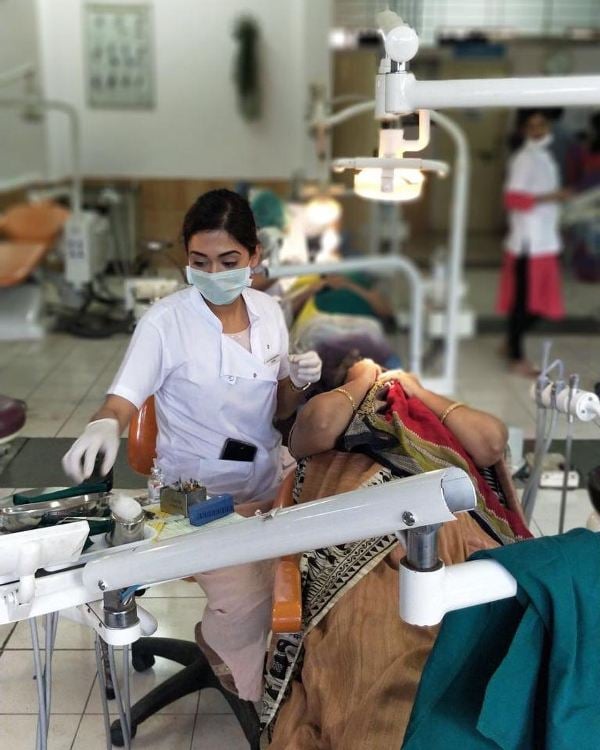 Gayatri during a dental camp